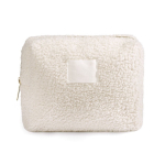 Neceser de poliéster con acabado sherpa y cremallera 360 g/m² color natural primera vista