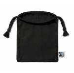 Bolsa tipo saco de algodón Fairtrade en color negro 105 g/m² color negro tercera vista
