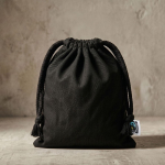 Bolsa tipo saco de algodón Fairtrade en color negro 105 g/m² primera vista