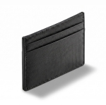 Tarjetero slim de cuero sintético con 3 compartimentos independientes color negro tercera vista