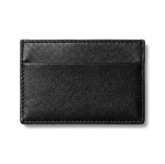 Tarjetero slim de cuero sintético con 3 compartimentos independientes color negro cuarta vista
