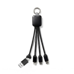 Cable multicarga 4 en 1 con múltiples conexiones y mosquetón 10W color negro primera vista