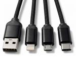 Cable multicarga 4 en 1 con múltiples conexiones y mosquetón 10W color negro vista detalle 5