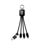 Cable multicarga 4 en 1 con múltiples conexiones y mosquetón 10W color negro vista principal
