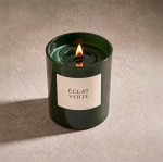 Vela aromática en cerámica brillante con mecha de madera 140g color verde cuarta vista