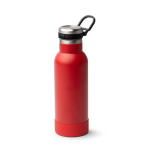 Botella de acero inoxidable reciclado con botón de apertura 480ml color rojo primera vista de uso