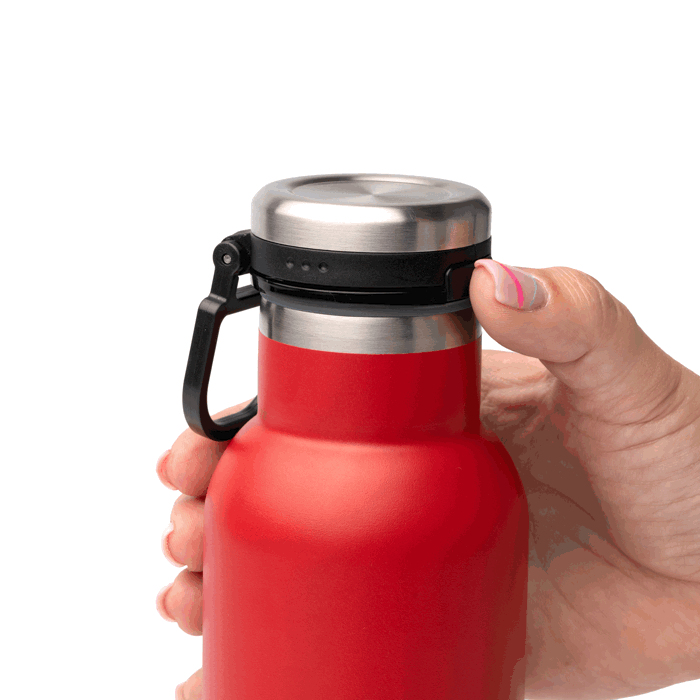 Botella de acero inoxidable reciclado con botón de apertura 480ml color rojo
