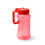 Botella deportiva de plástico con pajita abatible y asa 1,5L color rojo primera vista de uso