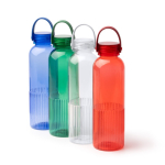 Botella de plástico reciclado con antigoteo y diseño biselado 550ml color azul real vista detalle 3
