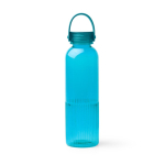 Botella de plástico reciclado con antigoteo y diseño biselado 550ml color azul pastel segunda vista