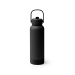 Botella de acero inox reciclado de doble pared con asa y pajita 730ml color negro segunda vista