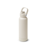 Botella de acero inox reciclado de doble pared con asa y pajita 730ml color beige primera vista de uso