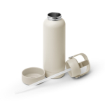 Botella de acero inox reciclado de doble pared con asa y pajita 730ml color beige cuarta vista