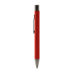 Bolígrafo con pulsador de aluminio eco con tacto de goma y tinta azul color rojo segunda vista