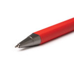 Bolígrafo con pulsador de aluminio eco con tacto de goma y tinta azul color rojo vista detalle 1