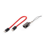 Llavero con cable cargador y transferencia datos y conexión tipo C 60W color rojo vista detalle 3