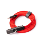 Cable cargador tipo C plegable con soporte para móvil 60W color rojo primera vista de uso