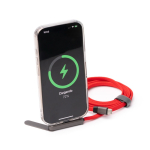 Cable cargador tipo C plegable con soporte para móvil 60W color rojo vista detalle 1