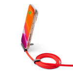 Cable cargador tipo C plegable con soporte para móvil 60W color rojo vista detalle 2
