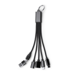 Cable cargador multipuerto 7 en 1 de aluminio reciclado color negro segunda vista