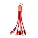 Cable cargador multipuerto 7 en 1 de aluminio reciclado color rojo segunda vista