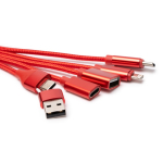 Cable cargador multipuerto 7 en 1 de aluminio reciclado color rojo vista detalle 1