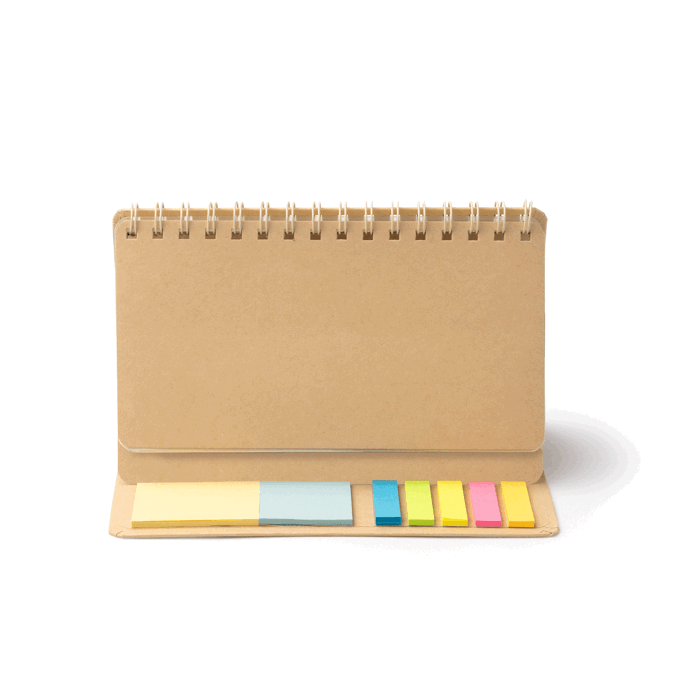 Libreta planificador de cartón reciclado y cubierta rígida con anillas color natural