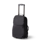 Trolley de nylon reciclado con compartimentos organizados y asas color negro primera vista de uso