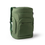Mochila acolchada de poliéster reciclado con apertura superior 15'' color verde oscuro primera vista de uso