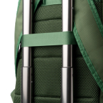 Mochila acolchada de poliéster reciclado con apertura superior 15'' color verde oscuro vista detalle 2