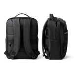 Mochila para portátil de nylon reciclado con bolsillo antirrobo 16” color negro vista detalle 5