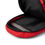 Mochila de poliéster reciclado con espalda y asas acolchadas 14'' color rojo vista detalle 3