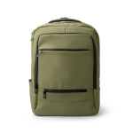 Mochila ejecutiva de piel sintética con doble bolsillo acolchado 17” color verde oscuro segunda vista