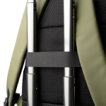Mochila ejecutiva de piel sintética con doble bolsillo acolchado 17” color verde oscuro vista detalle 4