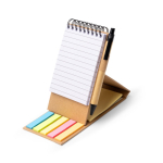 Set de escritorio de cartón reciclado con soporte móvil tinta azul color natural primera vista de uso
