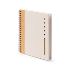 Libreta de cartón reciclado de briks de leche con detalle de bambú A5 color natural primera vista de uso