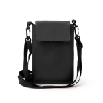 Bandolera de cuero sintético con forro interior y cierre de velcro color negro segunda vista