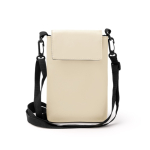 Bandolera de cuero sintético con forro interior y cierre de velcro color beige segunda vista