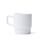 Taza de cerámica con diseño biselado y acabado brillante 350ml color blanco segunda vista