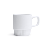 Taza de cerámica con diseño biselado y acabado brillante 350ml color blanco tercera vista