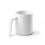 Taza de cerámica con asa ergonómica y acabado exterior brillante 350ml color blanco primera vista de uso