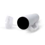 Taza térmica de acero inoxidable y plástico con pajita 830ml color blanco vista detalle 2
