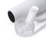 Taza térmica de acero inoxidable y plástico con pajita 830ml color blanco vista detalle 3