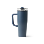 Taza térmica de acero inoxidable y plástico con pajita 830ml color azul marino segunda vista