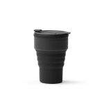 Vaso plegable de silicona con acabado mate y anillo extraíble 400ml color negro segunda vista