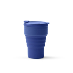 Vaso plegable de silicona con acabado mate y anillo extraíble 400ml color azul real segunda vista