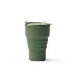 Vaso plegable de silicona con acabado mate y anillo extraíble 400ml color verde oscuro segunda vista