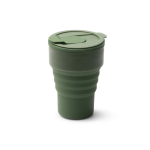 Vaso plegable de silicona con acabado mate y anillo extraíble 400ml color verde oscuro primera vista de uso