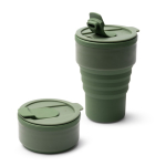 Vaso plegable de silicona con acabado mate y anillo extraíble 400ml color verde oscuro vista detalle 4