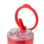 Vaso translúcido con pajita, asa abatible y sistema antigoteo 670ml color rojo vista detalle 1